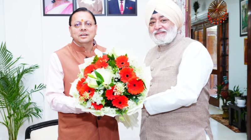 मुख्यमंत्री पुष्कर सिंह धामी से गुरुद्वारा श्री हेमकुंट साहिब प्रबंधन ट्रस्ट के अध्यक्ष नरेंद्र जीत सिंह बिंद्रा ने भेंट की।