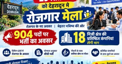 29 सितम्बर को देहरादून में रोजगार मेला, 904 पदों पर भर्ती का अवसर, 18 निजी क्षेत्र की प्रतिष्ठित कंपनियां लेंगी भाग